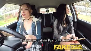 Fake Driving School Daddys girl fails her test with strict busty mature examiner